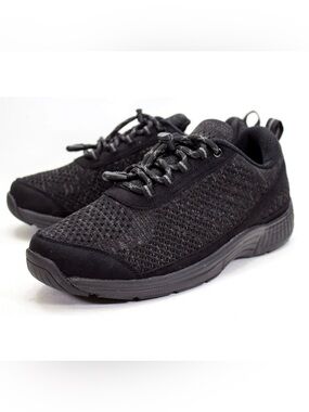 Orthofeet 977 Womens Sz US 7 Wide 2E Coral Black Stretch Knit Lock Laces Walking